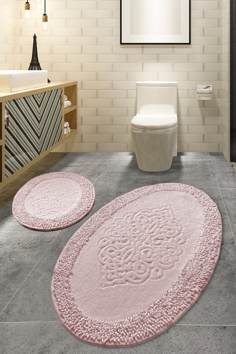 Mijölnir Juego de alfombrillas de baño Piante Oval - Pink Mijölnir Juego de alfombrillas de baño Piante Oval - Pink